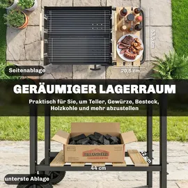 Outsunny Holzkohlegrill Grillwagen schwarz