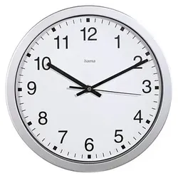 hama Wanduhr Mallorca weiß silber Kunststoff, Ø 30,0 cm