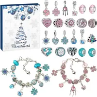 LuxusKollektion Adventskalender Mädchen Schmuck Armband DIY-Set 2024 12 Rosenblau strassbesetzt