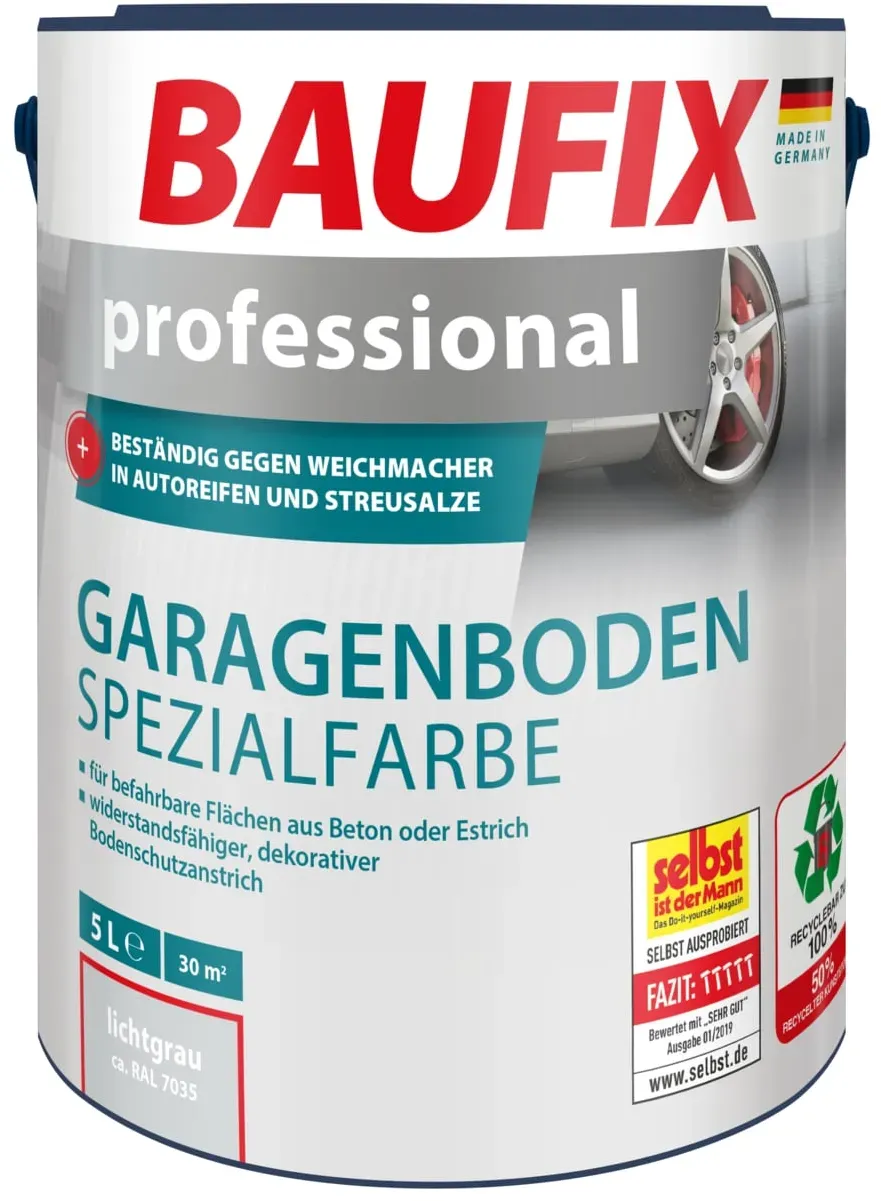 BAUFIX professional Garagenboden Spezialfarbe silbergrau matt, 5 Liter, Beton- und Bodenfarbe