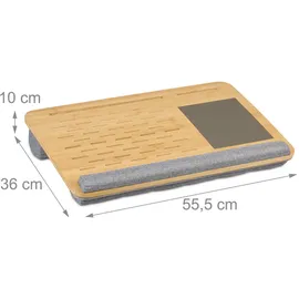 Relaxdays Laptopkissen, Handgelenkauflage Mauspad, HBT 10x55,5x36 cm, Laptopablage, Laptopunterlage, Natur/grau