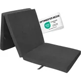 RelaxXL Klappmatratze Gästematratze Junior 190x60x7cm, Faltbar, Tragegriff, Bezug waschbar, Anthrazit Meliert - Grau