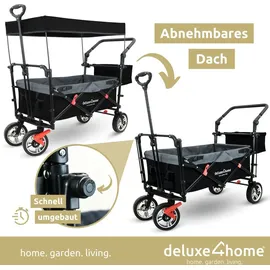 deluxe4home Bollerwagen mit Dach faltbar schwarz/grau