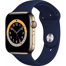 Apple Watch Series 6 GPS + Cellular 44 mm Edelstahlgehäuse gold, Sportarmband dunkelmarine