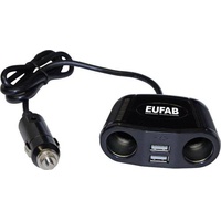 Eufab 16549 Zigarettenanzünder-Verteiler Anzahl Zigarettenkupplungen 2 x Schnittstellen: USB 2 x Be