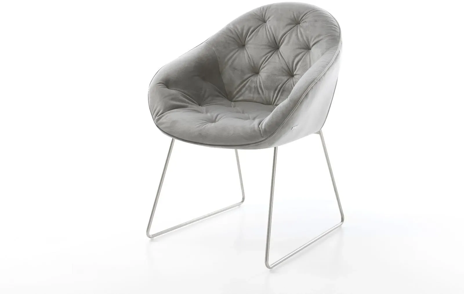 DELIFE Esszimmerstuhl Gaio-Flex Samt Grau Kufengestell Edelstahl, Esszimmerstühle