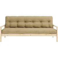 Schlafsofa KARUP DESIGN "KNOB", beige (wheat beige), B:205cm H:79cm T:95cm, Matratzenmaterialzusammensetzung: Futonmatratze mit Knopfheftung, Höhe 14 cm, aus recyceleten Mischfasern mit einem Kern aus 4 cm Schaumstoff. Matratzenfüllung: Baumwoll-Mix-Füllung 90-95% Baumwolle und 5-10% Polyester. Bezug: 80% Baumwolle, 20% Polyester, Sofas, Schlafsofa, mit Futonmatratze, verschiedene Farben, FSC-zertifiziert, Kiefer