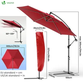 VOUNOT Ampelschirm 300 cm Rot