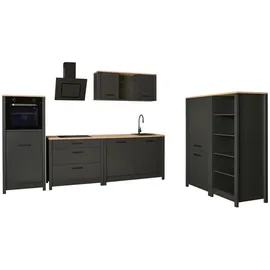 Interlink Küchenzeile 430 cm Anthrazit/Eiche