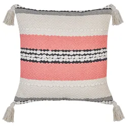 Dekokissen EUPHORBIA Baumwolle 45 x 45 cm Beige Streifenmuster