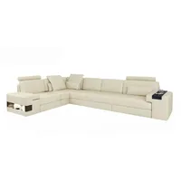 JVmoebel Ecksofa Bequeme Schlafcouch in Beige-Weiß aus Lederfaserstoff, Made in Europa beige