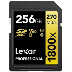 Lexar Professional SDXC 256 GB BL 1800x UHS-II V60 Gold | ✔️ Temporär mit 100 € gratis geschenkbox