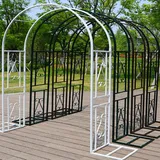Rosenbogen aus Metall Stabil 140-340cm Gartenbogen Rankhilfe für Kletterpflanzen, Wetterfest und Rostbeständig, für Rosen und Efeu, Clematis(Schwarz,W140 X H230cm)