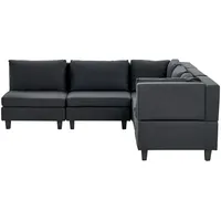 BELIANI 5-Sitzer Ecksofa Linksseitig Schwarz Stoffbezug mit Kissen Schwarze Beine Modular Modern Modulsofa Wohnlandschaft Wohnzimmer Wohnecke - Schwarz