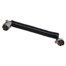 PRO PLUS Spiral-Anhängerkabel, 4,5m mit 2 Steckern 7-polig aus Metall
