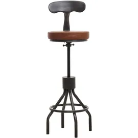 Mendler 2er-Set Barhocker höhenverstellbar drehbar Fußablage Stahl Kunstleder Braun
