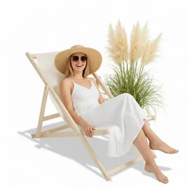 MuCoLa Strandstuhl 51,5 x 98,5 x 101,5 cm beige