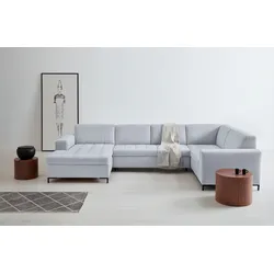 Wohnlandschaft OTTO PRODUCTS "Grazzo U-Form", silber, B:332cm H:80cm T:199cm, Struktur (100% recyceltes Polyester), Luxus-Microfaser weich (100% recyceltes Polyester), Sofas, hochwertige Stoffe aus recyceltem Material, Steppung im Sitzbereich