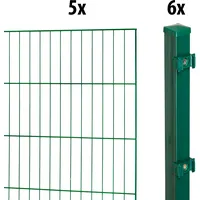 garden 'n' more Einstabmattenzaun GARDEN 'N' MORE "Standard", grün, H:100cm L:10cm, Stahl, Kunststoff, Zaunelemente, 5 Elemente für 10 m, LxH: 200 x 103 cm, mit 6 Pfosten