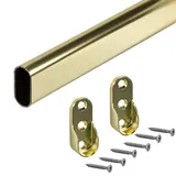 Gedotec Garderobenstange | OVAL | Schrankstange 500 mm | 1 Stück Kleiderschrank-Stange mit 2 Stück Stangen-Befestigungen | Möbelrohr 30 x 15 mm | Schrank-Kleiderstange Messing | Metall Schrankrohr
