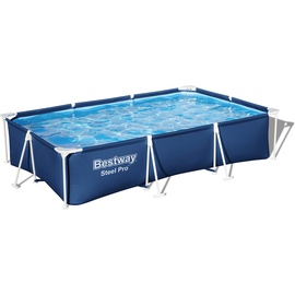 BESTWAY Steel Pro Frame Pool Set mit Filterpumpe 300 x 201 x 66 cm, dunkelblau, eckig