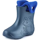 Ladeheid Eva Kinder Jungen Mädchen Gummistiefel Regenschuhe gefüttert Regenstiefel Gummischuhe LA-CA-04 (Metallisches Blau/Marineblau-2, 22/23 Eu) - 22/23