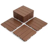 110 Stück Terrassenfliesen 10 qm, 30x30cm Kunststoff Fliesen Klickfliesen Balkonfliesen Holzoptik Gestreift, Wetterfest, Anti-Rutsch, Braun