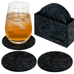 DuneDesign 8 Edle Filz-Untersetzer Ø 10cm Runde Filz-Bierdeckel Glas-Untersetzer Set + Box