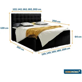 Deine Möbel 24 CLAUDIA 200 x 200 cm H4 Schwarz