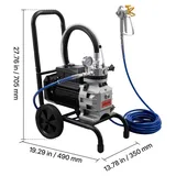 Vevor Membran-Airless-Farbspritzgerät 1500 W, Rollbares Farbspritzgerät mit 19,31 MPa Hochdruck, 10 m Hochdruckschlauch, Reinigungsnadel und Bürste, für DIY-Sprüharbeiten im Innen- und Außenbereich