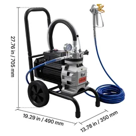 Vevor Membran-Airless-Farbspritzgerät 1500 W, Rollbares Farbspritzgerät mit 19,31 MPa Hochdruck, 10 m Hochdruckschlauch, Reinigungsnadel und Bürste, für DIY-Sprüharbeiten im Innen- und Außenbereich