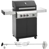 TAINO BLACK 3+1 + Drehspieß-Set Gasgrill mit Seitenbrenner Gasgrill 3 Brenner Matt Schwarz