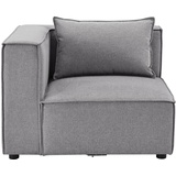 Juskys modulares Sofa Domas in Stoff Dunkelgrau - Ecksofa Links mit Armlehne & Kissen - kombinierbar