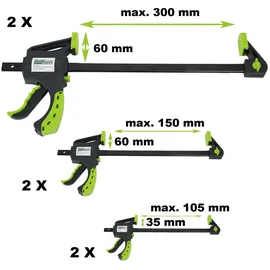 Trutzholm 6x Einhandzwinge 3 Größen Schnellspannzwinge 35x105 mm 60x150 mm 60x300 mm