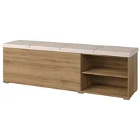 Lomadox Sitztruhe 160 cm breit gepolstert in Eiche VARESE-83