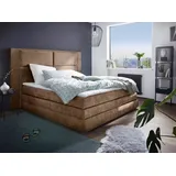 COLLECTION AB Boxspringbett Copenhagen, inklusive Bettkasten und Topper, wahlweise mit LED-Beleuchtung, braun