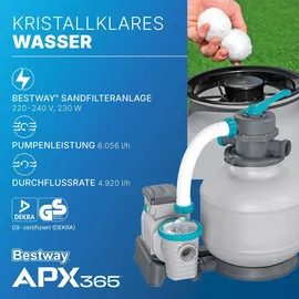 BESTWAY APX365TM Frame Pool Set Ø 549 x 132 cm inkl. Sandfilteranlage, Abdeckplane und Poolleiter