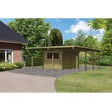 Karibu Doppelcarport Eco 5,27 x 5,76 m grün inkl. Abstellraum