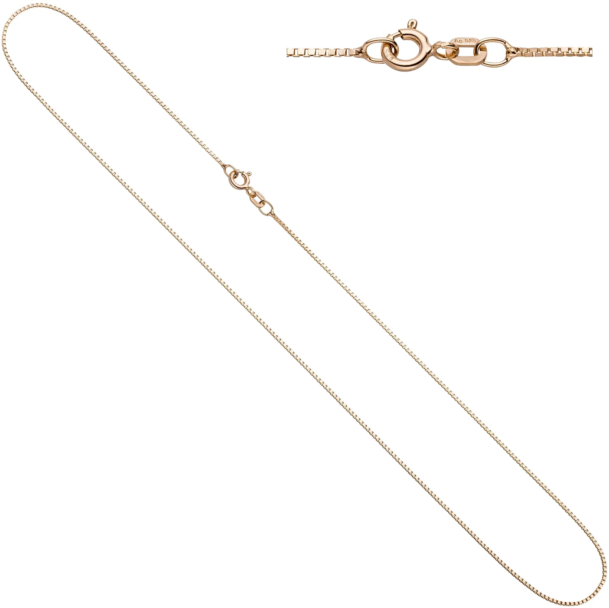 Kette ohne Anhänger JOBO, rosa (roségoldfarben), Halsketten, Damen, Silber 925 (Sterlingsilber), L: 50, Venezianerkette 925 Silber rosé vergoldet 50 cm