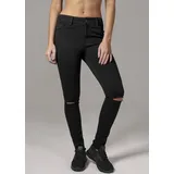 URBAN CLASSICS Ladies Cut Knee Pants / Schwarz