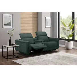 OTTO home 2-Sitzer OTTO HOME "LUND, Kinosofa, Relaxfunktion, TV-Sessel, manuell/elektrisch (USB-A)", grün (dunkelgrün), B:195cm H:97cm T:99cm, Webstoff 100% Polyester, Sofas, Kopfteilverstellung, Getränkachhalter, u. Staufach