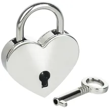 HMF Mini Deko Vorhängeschloss mit Schlüssel in Herzform | 3,9 x 3 x 0,7 cm | Silber