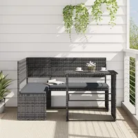 Festnight Balkon Lounge mit Klapptisch Sitzgruppe Garten mit Esstisch Gartenlounge Outdoor Ecklounge Eckbank Gartenbank Rattan Eckgarnitur L Form Sitzgarnitur Gartenmöbel Loungemöbel