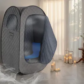 Tectake tectake® Mobile Dampfsauna ThermaLuxe I 1000 W, 15 Temperaturstufen Dunkelgrau/Schwarz