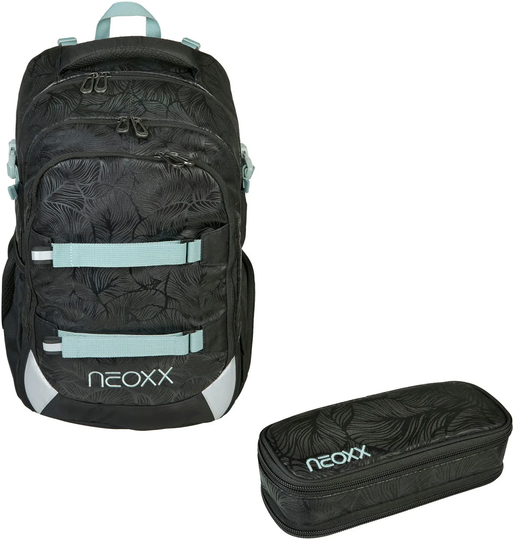 neoxx Schulrucksack »Queen o.t.nite Rucksack & Schlamperbox«, Reflektorflächen, aus recycelten PET-Flaschen neoxx queen of n. B/H/T: 31 cm x 45,5 cm x 24 cm