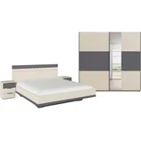 rauch Schlafzimmer-Set Komplettschlafzimmer Schlafzimmer Schlafzimmermöbel SAJO, (Set, 4-tlg., Set: Kleiderschrank mit/ohne Spiegel, Bett in 2 Breiten, 2 Nachttische), optional mit Spiegel am Kleiderschrank MADE IN GERMANY beige|grau