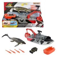 Jurassic World Rettungsboot mit Mosasaurus & Jeep Set 32 cm
