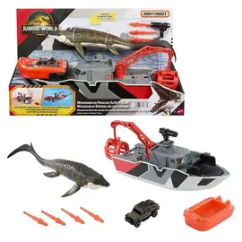 Jurassic World Rettungsboot mit Mosasaurus & Jeep Set 32 cm