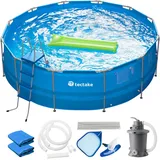 Tectake Swimming Pool, rund, reißfestes PVC-Gewebe, 450 x 122 cm