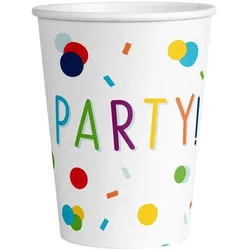 Party Pappbecher 250 ml 8 Stück Confetti